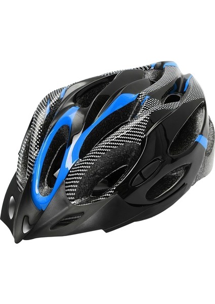 Yetişkinler Bisiklet Kask, Erkek Kadın Dağ Yol Bisikleti Güvenlik Kask 21 Vents Bisiklet Kazası Şapka Sun Visor 65 cm Ayarlanabilir Bisiklet Yarışı Sert Kap - Mavi Siyah(Yurt Dışından)