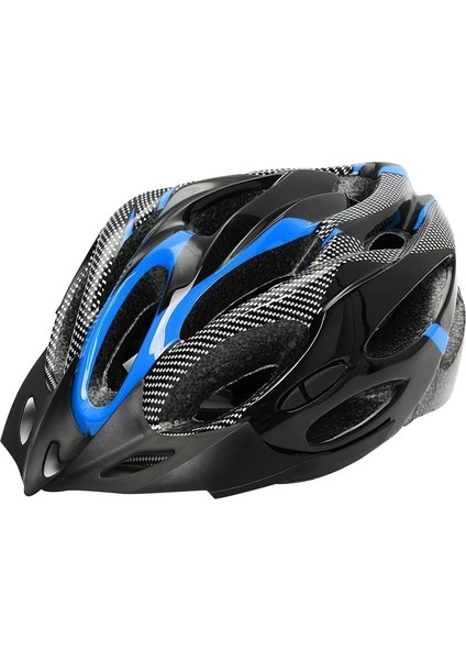 Yetişkinler Bisiklet Kask, Erkek Kadın Dağ Yol Bisikleti Güvenlik Kask 21 Vents Bisiklet Kazası Şapka Sun Visor 65 cm Ayarlanabilir Bisiklet Yarışı Sert Kap - Mavi Siyah(Yurt Dışından)