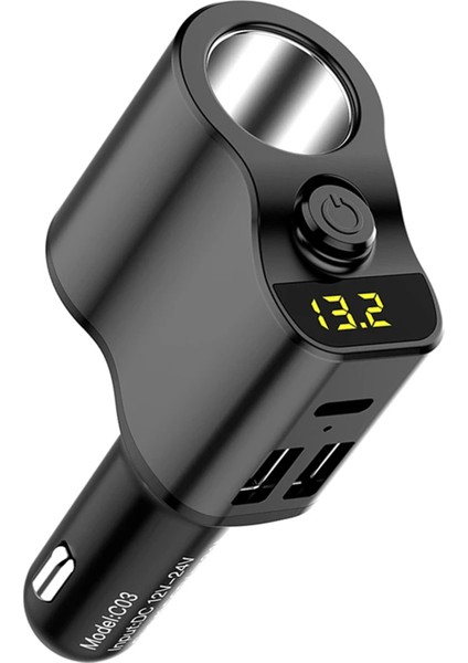 Hızlı 3.0 Araç Şarj Cihazı Fm Verici Multiport Mp3 Ses Adaptörü Tipi-C Limanı