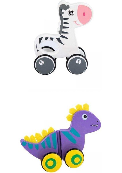2x Sevimli Bebek Pull-Boyun Oyuncak Itme ve Erken Öğrenme Öğretim Oyuncak Çekme (Yurt Dışından)