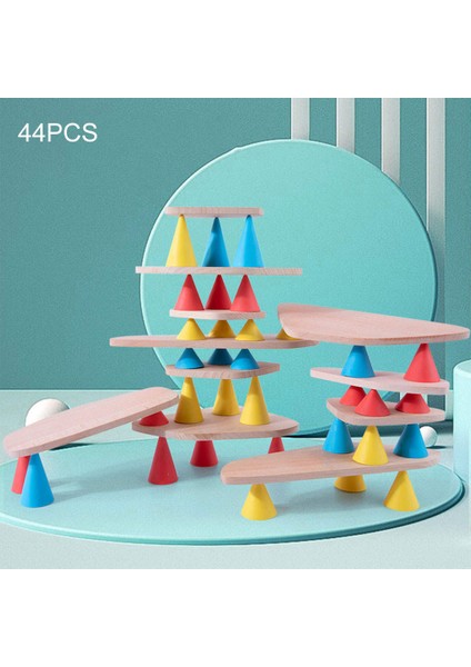 44 / Set Ahşap Denge Blokları Yapı Taşları Set Öğrenme Çocuklar Için Öğrenme Erkek Kız (Yurt Dışından)