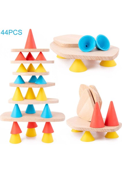 44 / Set Ahşap Denge Blokları Yapı Taşları Set Öğrenme Çocuklar Için Öğrenme Erkek Kız (Yurt Dışından)
