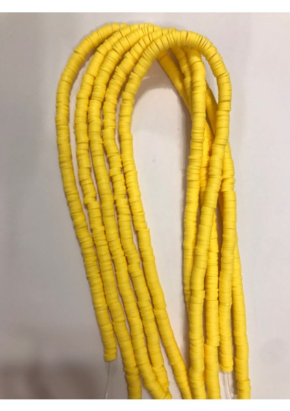 Livza Bijuteri 6mm Sarı Renk Polimer Kil Fimo Boncuk DIZISI,40CM Hamur Boncuk Fimo Dizi
