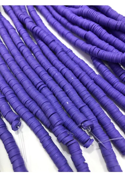 Livza Bijuteri 6mm Mor Renk Polimer Kil Fimo Boncuk DIZISI,40CM Hamur Boncuk Fimo Dizi