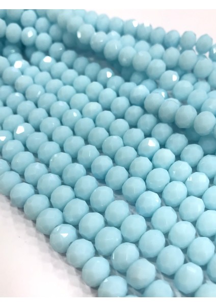 kristal Boncuk , Açık Mavi Renk Kristal Boncuk Dizisi, mm Yuvarlak 40CM Dizi