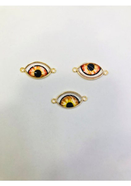 Sedef Göz Boncuk Model , Sarı Renk , Sarı Gold Kaplama Takı Malzemesi 1 Adet