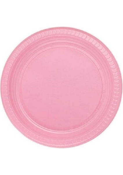 Pembe Renk Plastik Tabak 25 Adet