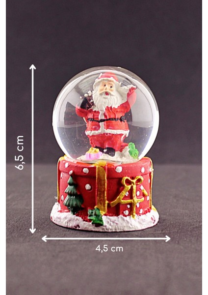Merry Christmas Sevimli Noel Baba Temalı Mini Boy Işıklı Kar Küresi 6,5 cm 1