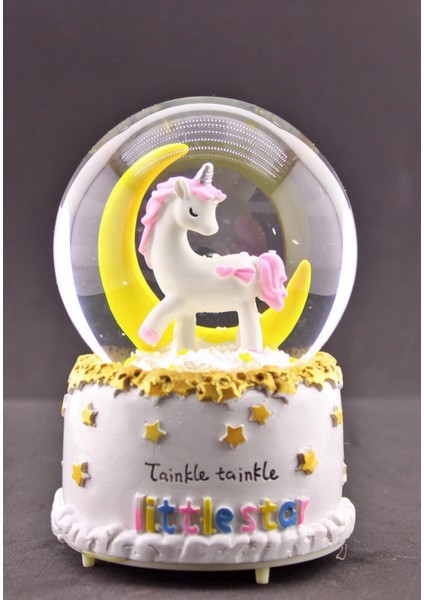 Hediye Filesi Little Star Unicorn Ay Kar Küresi Orta Boy Işıklı Müzikli 12 cm - 30U