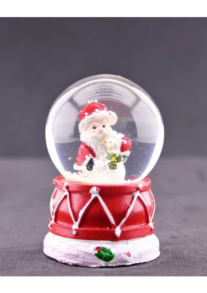 Hediye Filesi Noel Baba ve Kardan Adam Temalı Mini Boy Işıklı  Yılbaşı Kar Küresi 6.5 cm D