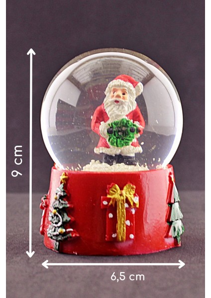 Deco Elit Noel Baba Merry Christmas Tasarımlı 9 cm Orta Boy Işıklı Kar Küresi 1b