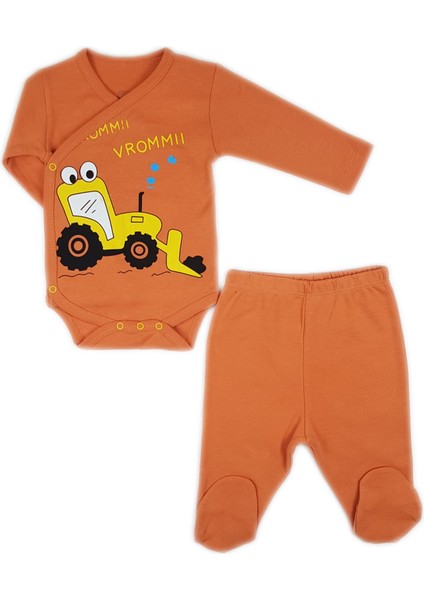 Luggi Baby Erkek Traktör Turuncu Uzun Kollu Body & Patikli Alt Set LG-6507