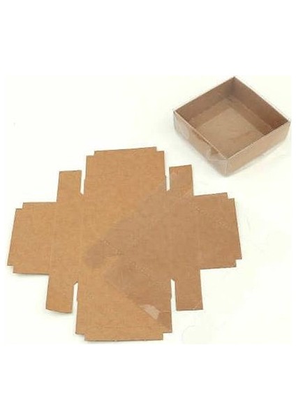 9X9X3 cm Kraft Asetat Kapaklı Kutu - 50 Adet fiyatları