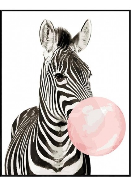Canvas Pembe Sakız ve Zebra Sayılarla Boyama Seti Rulo 40 x 50 cm