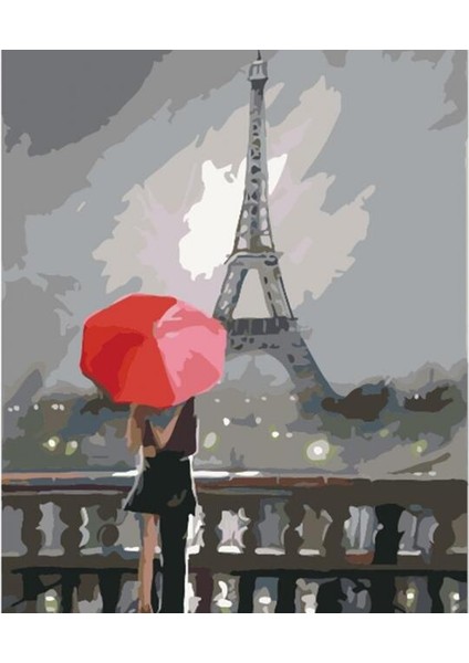 Canvas Pariste Aşk Sayılarla Boyama Seti Kasnaklı 40 x 50 cm