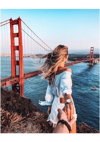 Canvas Golden Gate'te Aşk Sayılarla Boyama Seti Kasnaklı 70 x 90 cm