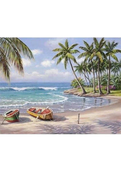 Canvas Ada ve Tatil Sayılarla Boyama Seti Kasnaklı 60 x 75 cm