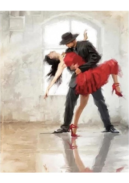 Canvas Aşkın Tangosu Sayılarla Boyama Seti Kasnaklı 60 x 75 cm