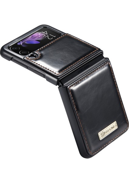 Galaxy Z Flip3 5g Için PU Deri Kılıf - Siyah (Yurt Dışından)
