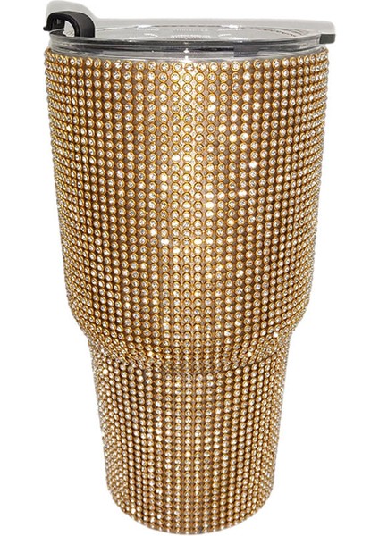 900 ml Seyahat Elmas Su Şişesi Kupa Vakum Şişesi Tumbler Kupası Ev Için Altın (Yurt Dışından)