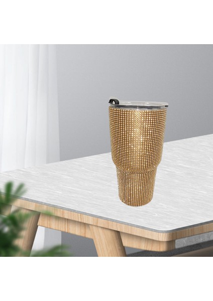 900 ml Seyahat Elmas Su Şişesi Kupa Vakum Şişesi Tumbler Kupası Ev Için Altın (Yurt Dışından)