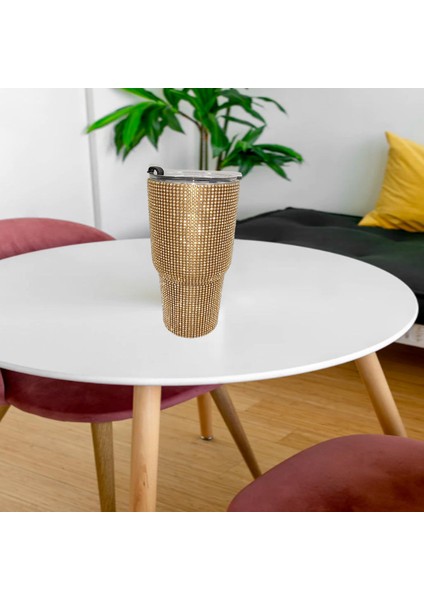 900 ml Seyahat Elmas Su Şişesi Kupa Vakum Şişesi Tumbler Kupası Ev Için Altın (Yurt Dışından)