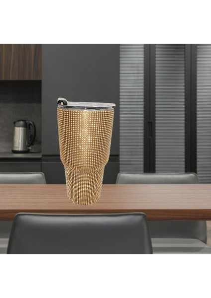 900 ml Seyahat Elmas Su Şişesi Kupa Vakum Şişesi Tumbler Kupası Ev Için Altın (Yurt Dışından)