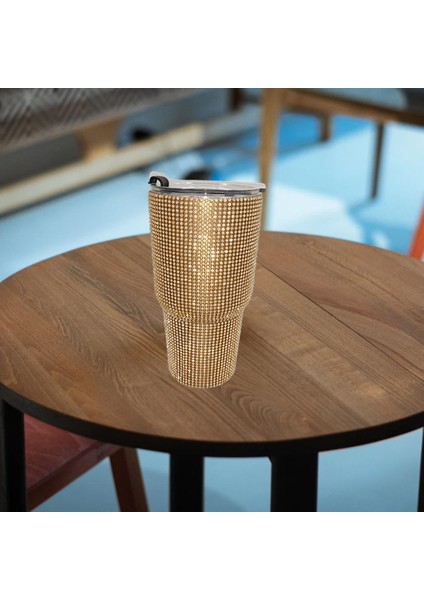 900 ml Seyahat Elmas Su Şişesi Kupa Vakum Şişesi Tumbler Kupası Ev Için Altın (Yurt Dışından)