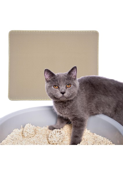 Büyük Kedi Çöp Mat Kil Halı Su Geçirmez Dağılım Kontrol Kedi Ayak Pedi Bej 40X50 cm (Yurt Dışından)