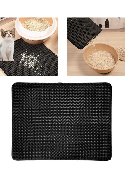 Büyük Kedi Çöp Mat Kil Halı Su Geçirmez Dağılım Kontrol Kedi Ayak Pad Siyah 55X75 cm (Yurt Dışından)