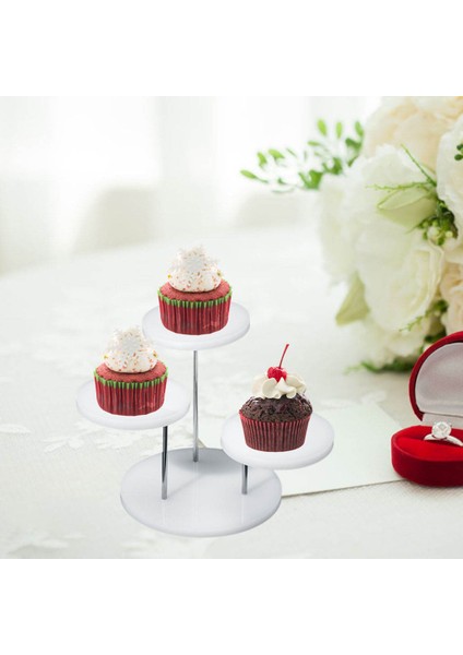 Yuvarlak Kek Standı Cupcake Standı Kutlama Düğün Dekorasyon Için Yeniden Kullanılabilir Beyaz S (Yurt Dışından)