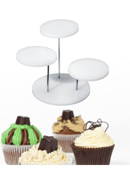 Yuvarlak Kek Standı Cupcake Standı Kutlama Düğün Dekorasyon Için Yeniden Kullanılabilir Beyaz S (Yurt Dışından)