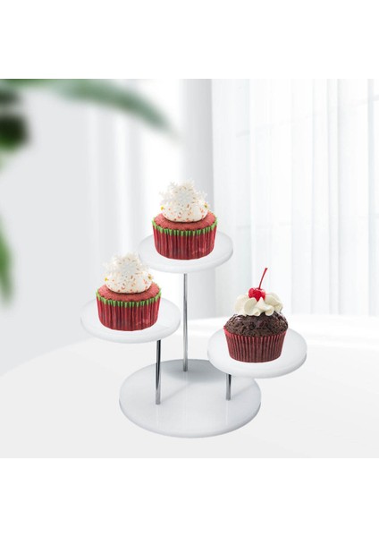 Yuvarlak Kek Standı Cupcake Standı Kutlama Düğün Dekorasyon Için Yeniden Kullanılabilir Beyaz S (Yurt Dışından)