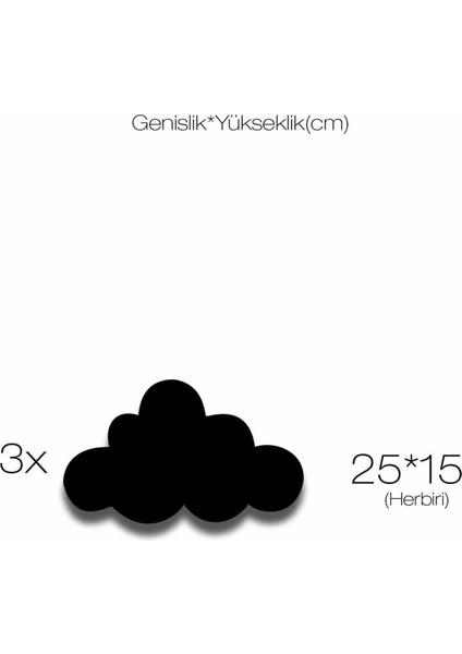 3 Ahşap Bulut Ahşap Duvar Dekoru Çocuk Odası Süsü