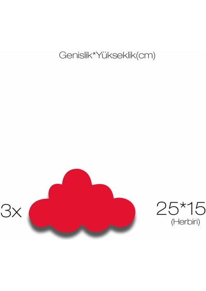 3 Ahşap Bulut Ahşap Duvar Dekoru Çocuk Odası Süsü