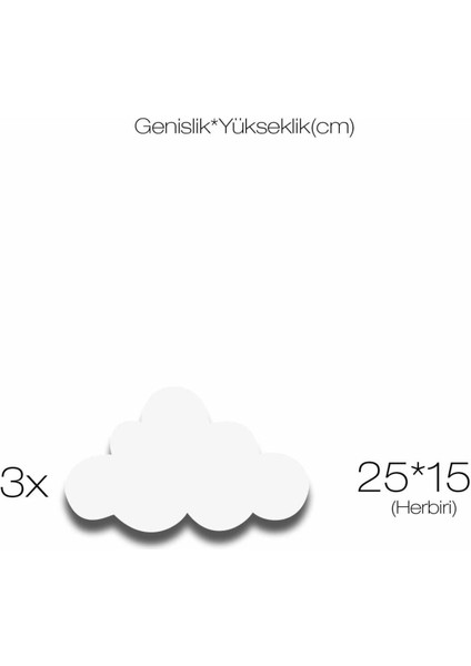 3 Ahşap Bulut Ahşap Duvar Dekoru Çocuk Odası Süsü