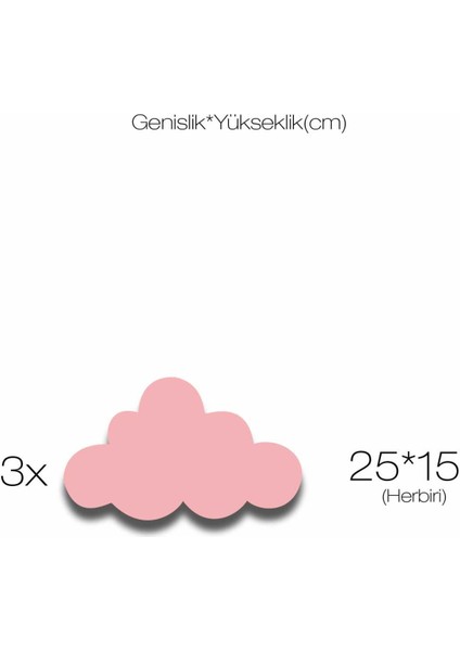 3 Ahşap Bulut Ahşap Duvar Dekoru Çocuk Odası Süsü