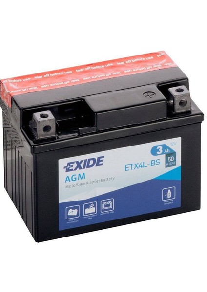 12V 3AH YTX4L-BS (ETX4L-BS) Bıke Akü