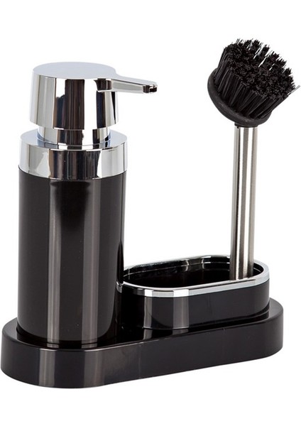 Polen Fırçalı Siyah Mutfak Sıvı Sabunluk