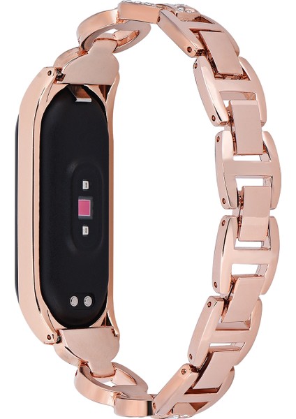 puluz Xiaomi Mi Band 4 / 3 Için 8 - Şekilli Elmas Alaşım Kordonlu Saat Rose Gold (Yurt Dışından)