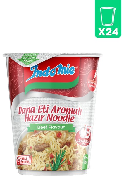 24'lü Dana Eti Aromalı Hazır Noodle Bardak