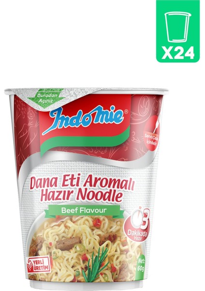 24'lü Dana Eti Aromalı Hazır Noodle Bardak