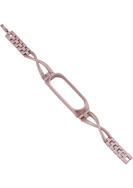 puluz Xiaomi Mi Band 6 / 5 Için X - Şekilli Elmas Alaşım Kordonlu Saat Pembe (Yurt Dışından) modelleri