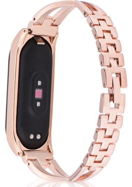 puluz Xiaomi Mi Band 6 / 5 Için X - Şekilli Elmas Alaşım Kordonlu Saat Rose Gold (Yurt Dışından) fiyatları