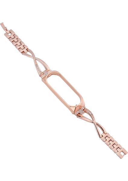 puluz Xiaomi Mi Band 6 / 5 Için X - Şekilli Elmas Alaşım Kordonlu Saat Rose Gold (Yurt Dışından) modelleri