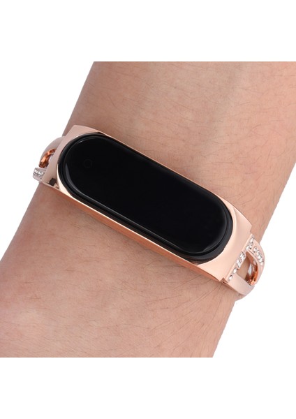 puluz Xiaomi Mi Band 6 / 5 Için X - Şekilli Elmas Alaşım Kordonlu Saat Rose Gold (Yurt Dışından) fırsatları