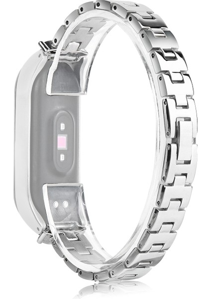 puluz Xiaomi Mi Band 4 / 3 Için 3 Boncuklu Çelik Kordonlu Saat Gümüş (Yurt Dışından)