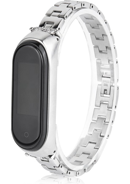 puluz Xiaomi Mi Band 4 / 3 Için 3 Boncuklu Çelik Kordonlu Saat Gümüş (Yurt Dışından) fiyatları