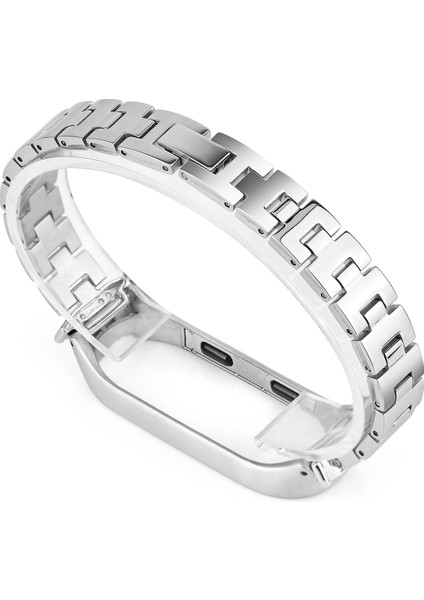 puluz Xiaomi Mi Band 4 / 3 Için 3 Boncuklu Çelik Kordonlu Saat Gümüş (Yurt Dışından) fırsatları