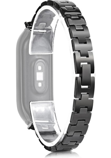puluz Xiaomi Mi Band 6 / 5 Için 3 Boncuklu Çelik Kordonlu Saat Siyah (Yurt Dışından)